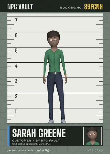 Sarah Greene, customer, on the height chart