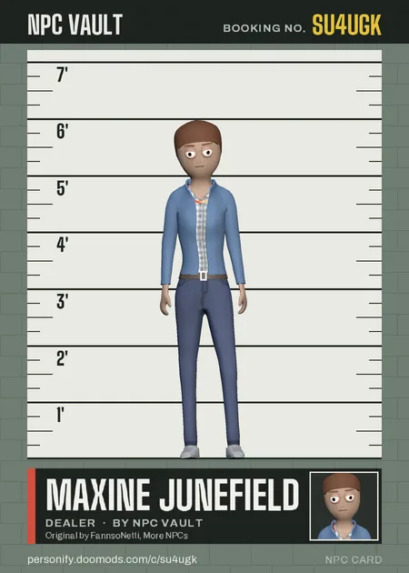 Maxine Junefield, dealer, on the height chart