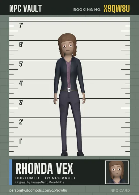 Rhonda Vex, customer, on the height chart