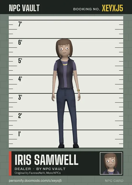 Iris Samwell, dealer, on the height chart