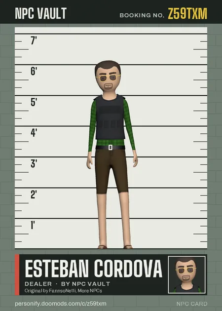 Esteban Cordova, dealer, on the height chart